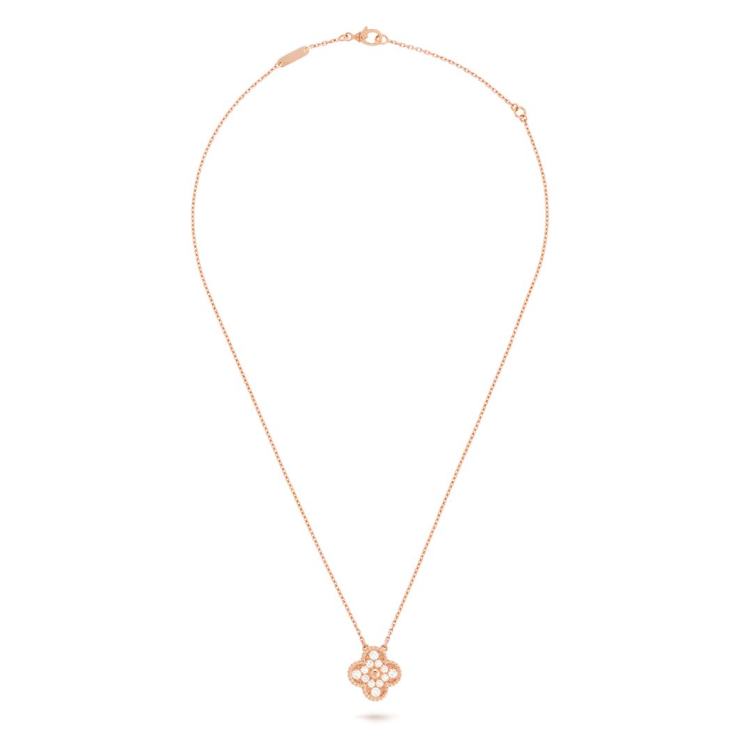 CLOVER DIAMOND NECKLACE | PINK GOLD