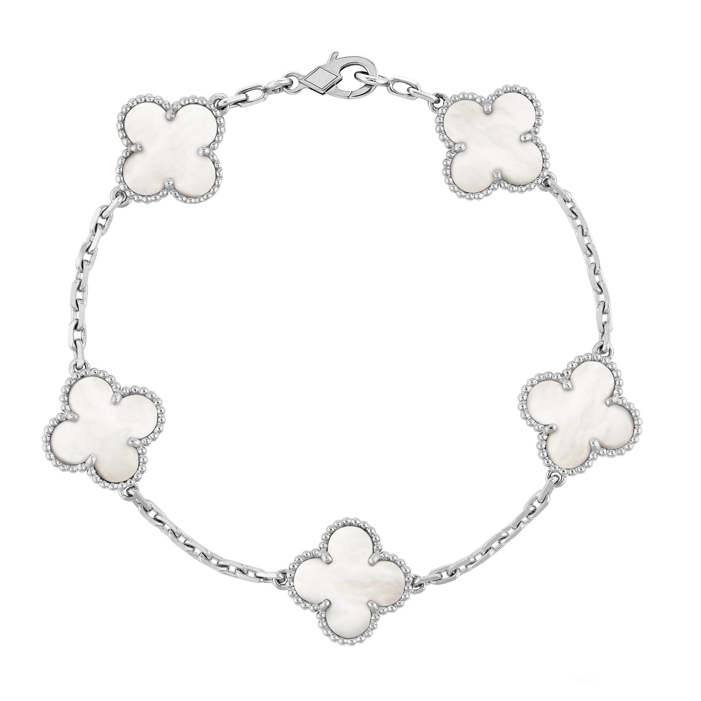 CLOVER LEAF BRACELET | SILVER WHITE
