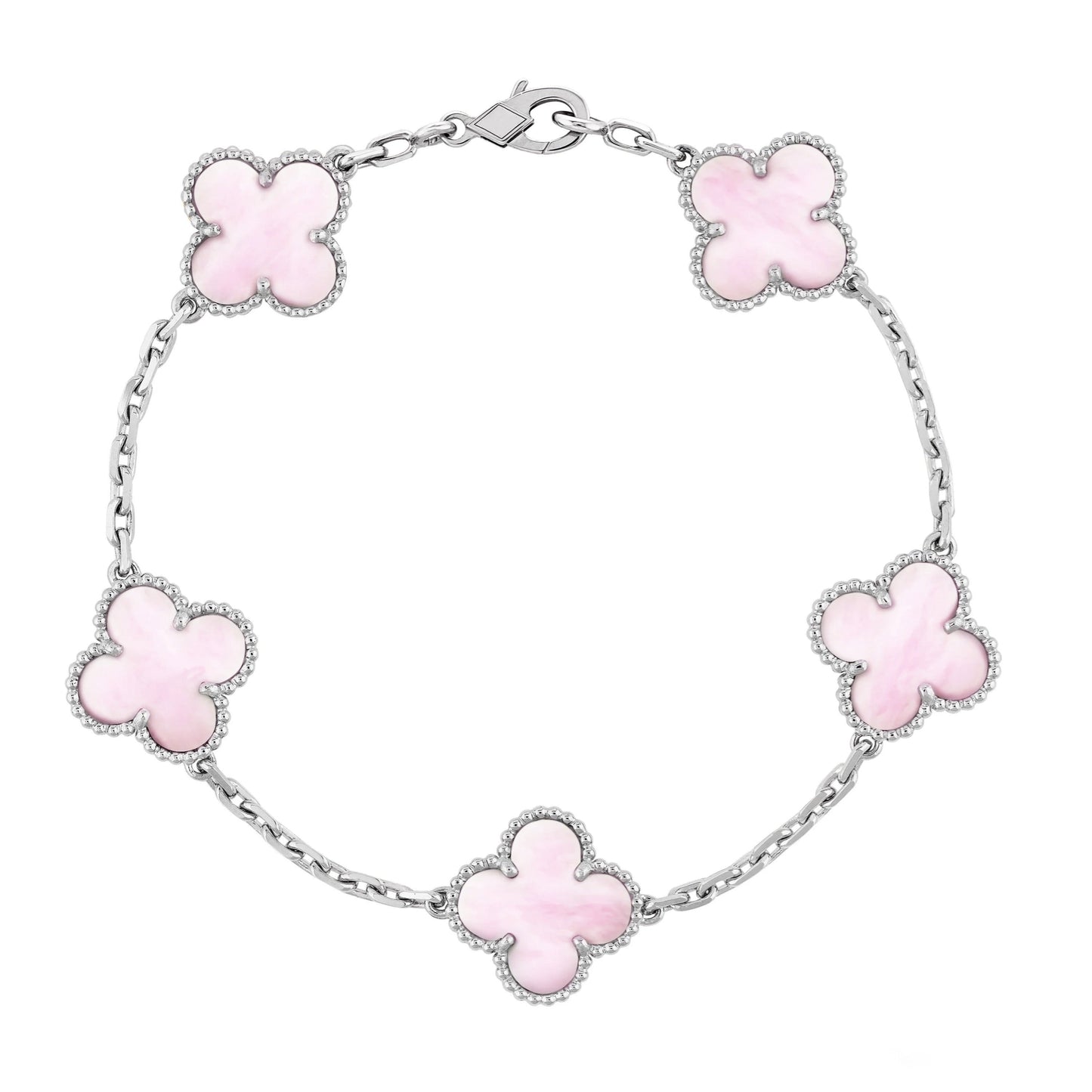 CLOVER LEAF BRACELET | SILVER PINK