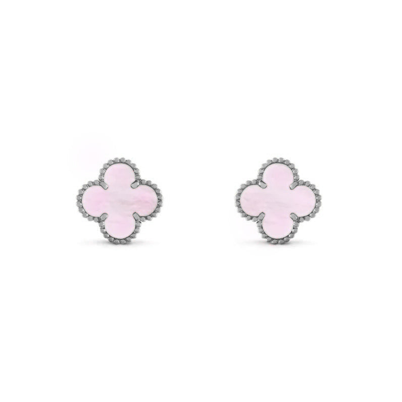 CLOVER LEAF EARRINGS | SILVER PINK