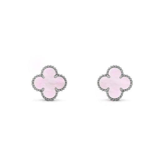 CLOVER LEAF EARRINGS | SILVER PINK