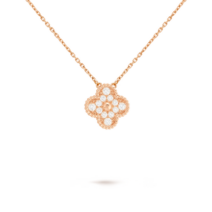 CLOVER DIAMOND NECKLACE | PINK GOLD