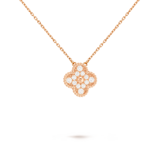 CLOVER DIAMOND NECKLACE | PINK GOLD