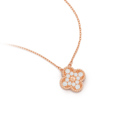 CLOVER DIAMOND NECKLACE | PINK GOLD
