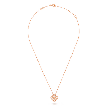 CLOVER DIAMOND NECKLACE | PINK GOLD