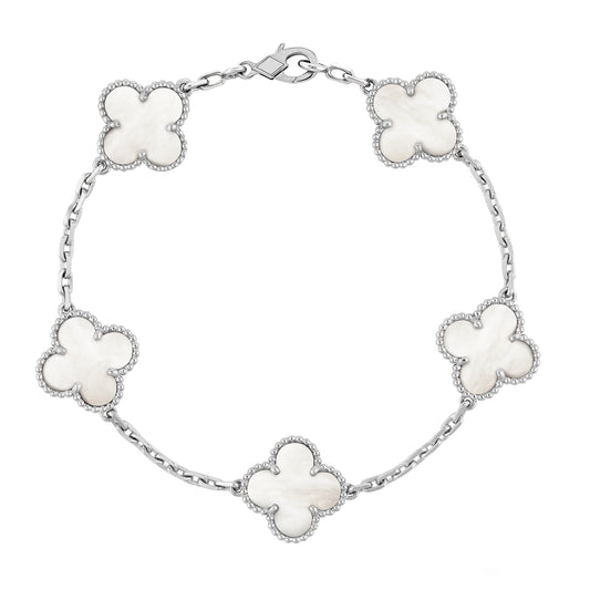 CLOVER LEAF BRACELET | SILVER WHITE