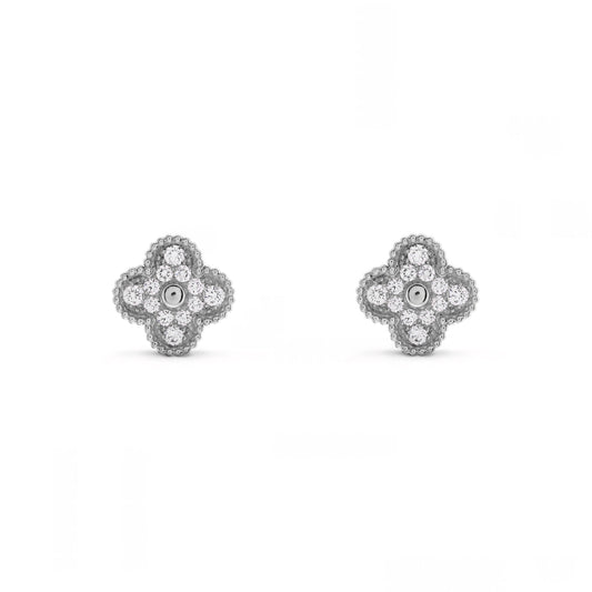 CLOVER DIAMOND EARRINGS | SILVER