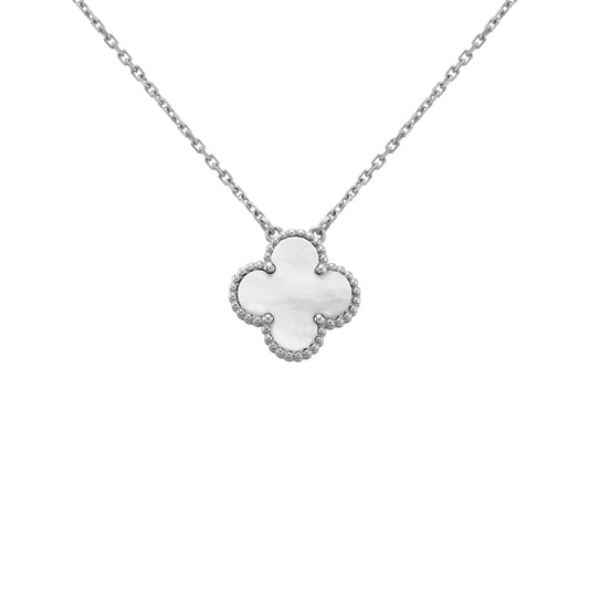 CLOVER LEAF NECKLACE | SILVER WHITE