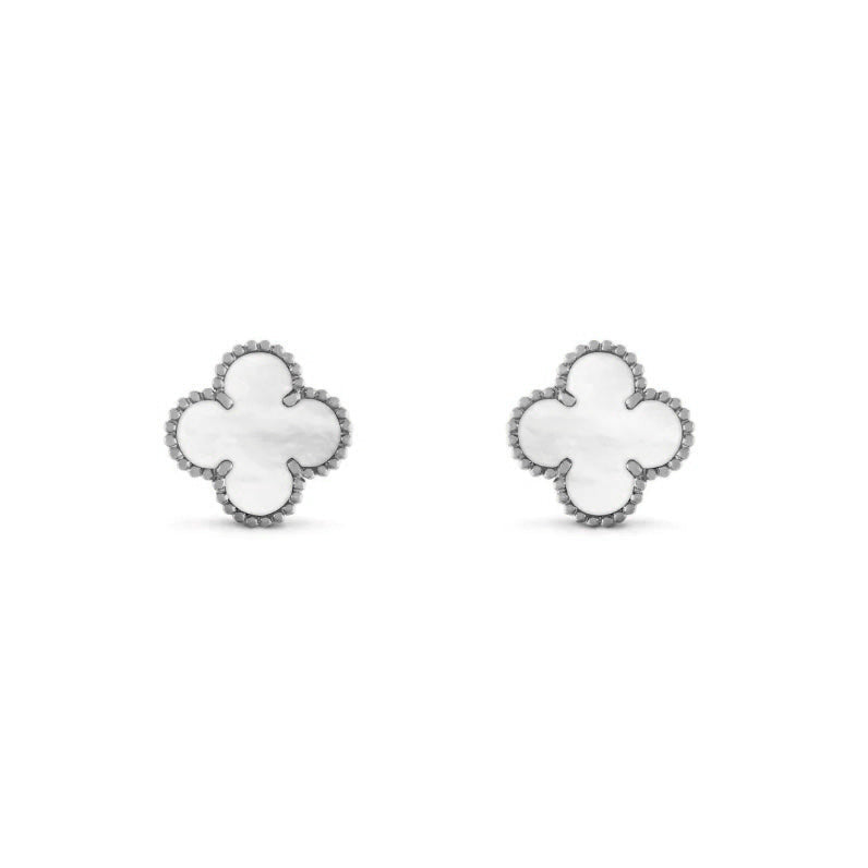 CLOVER LEAF EARRINGS | SILVER WHITE