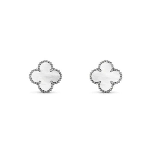 CLOVER LEAF EARRINGS | SILVER WHITE