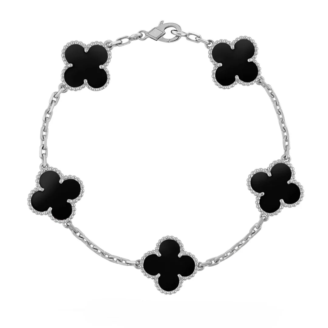CLOVER LEAF BRACELET | SILVER BLACK