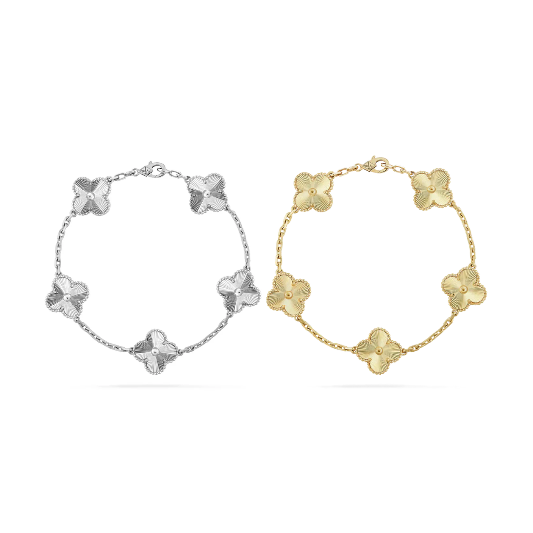 CLOVER LEAF BRACELET SET | GOLD SILVER