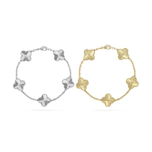 CLOVER LEAF BRACELET SET | GOLD SILVER